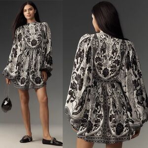 NWT Farm Rio Off-White Flower Leopards Mini Dress Anthropologie